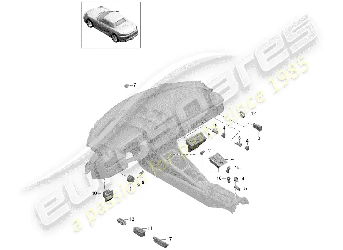 porsche 2017 (718 boxster) switch parts diagram