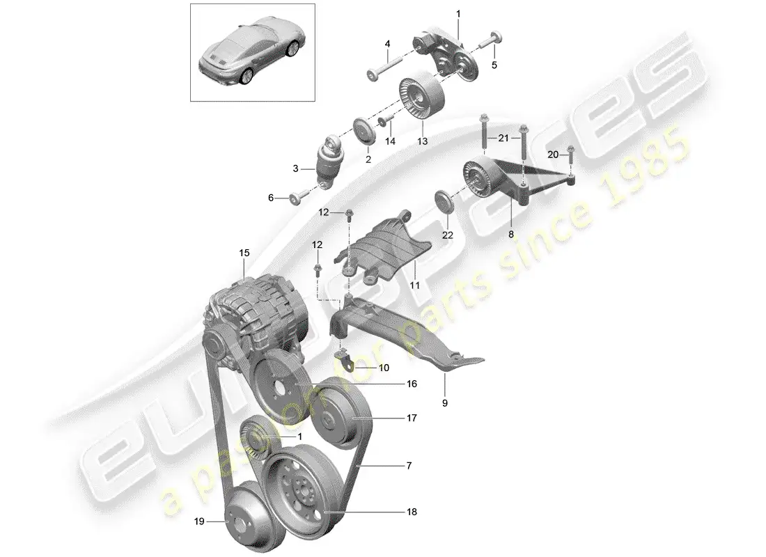 porsche 2016 (991-1 turbo) belt tensioning damper parts diagram