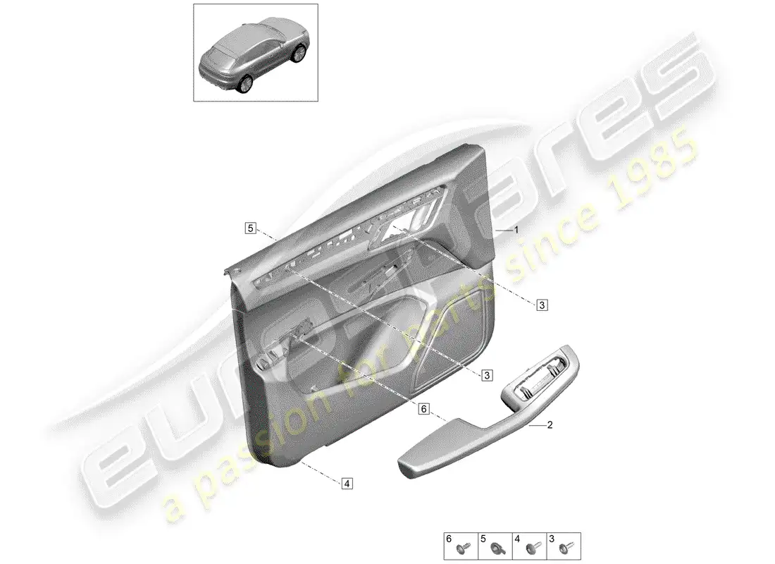 porsche 2020 (macan) door trim panels part diagram