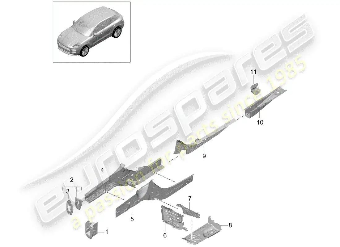 porsche 2020 (macan) front end part diagram