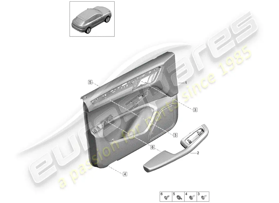 porsche 2020 (macan) door trim panels part diagram