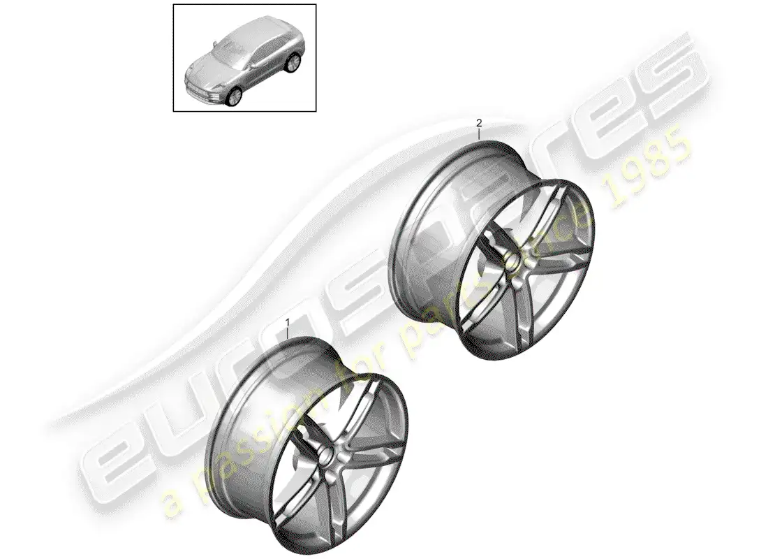 porsche 2020 (macan) alloy wheel part diagram