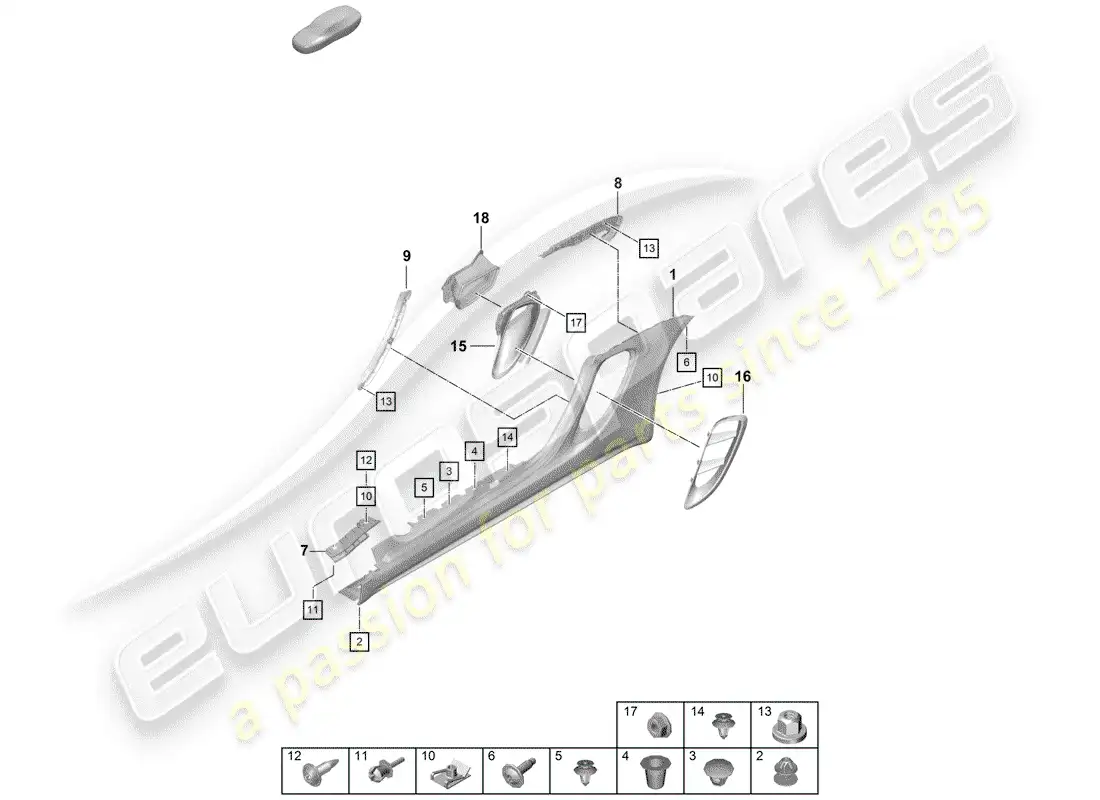 porsche 2020 (718 boxster spyder) side member trim parts diagram