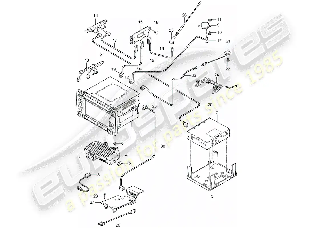 porsche 2011 (987 cayman) operating unit parts diagram