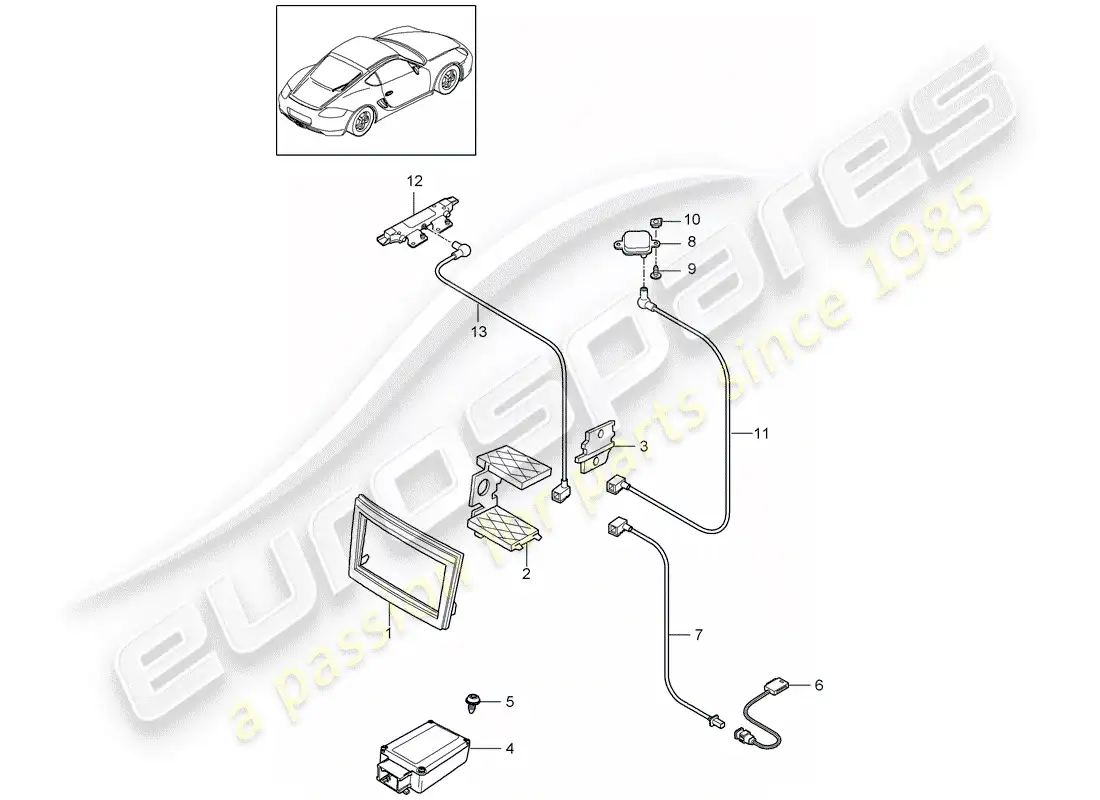 porsche 2011 (987 cayman) preparation parts diagram