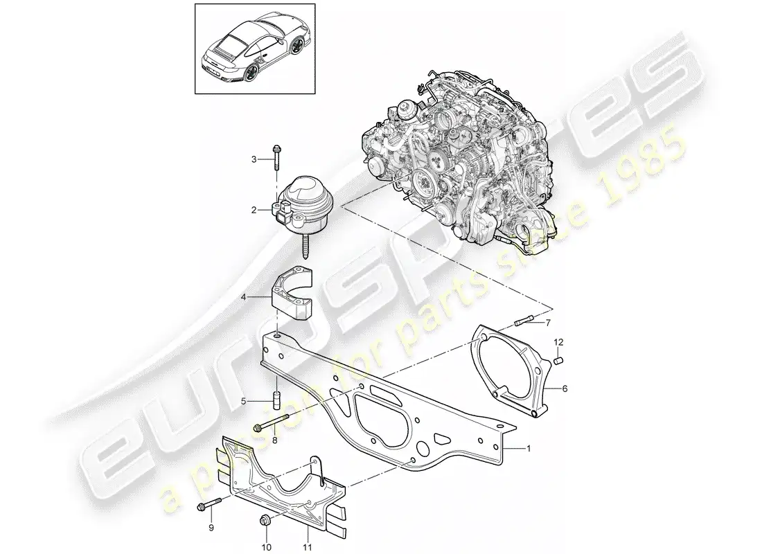 porsche 2011 (997-2 turbo / gt2 rs) engine suspension parts diagram