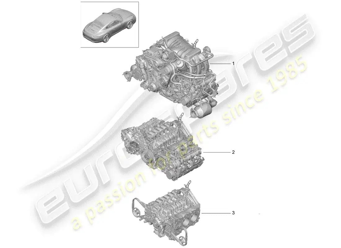 porsche 2013 (991-1) replacement engine parts diagram