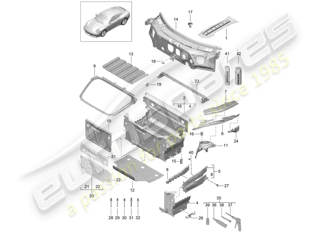 porsche 2017 (991-2) front end parts diagram