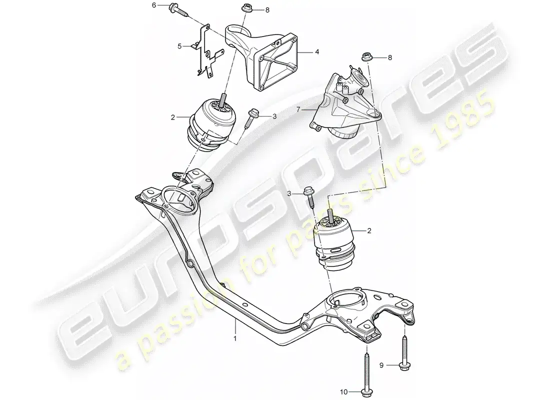 porsche 2008 (cayenne e1 9pa) engine lifting tackle parts diagram