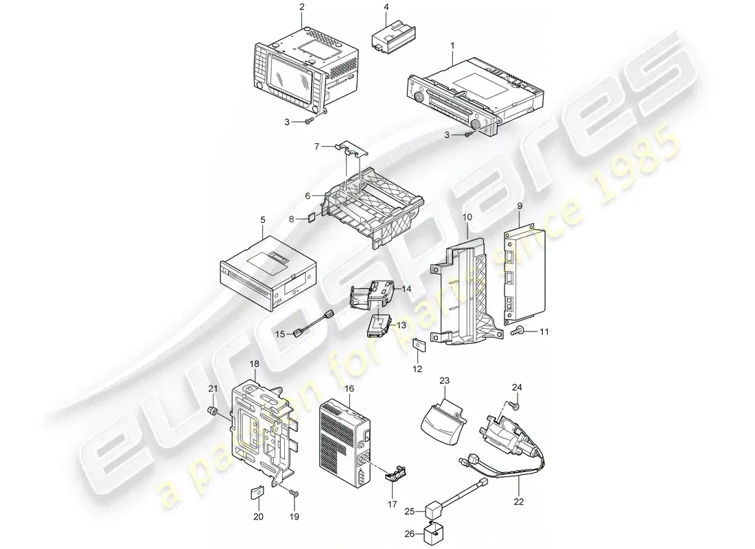 porsche 2008 (cayenne e1 9pa) radio unit parts diagram