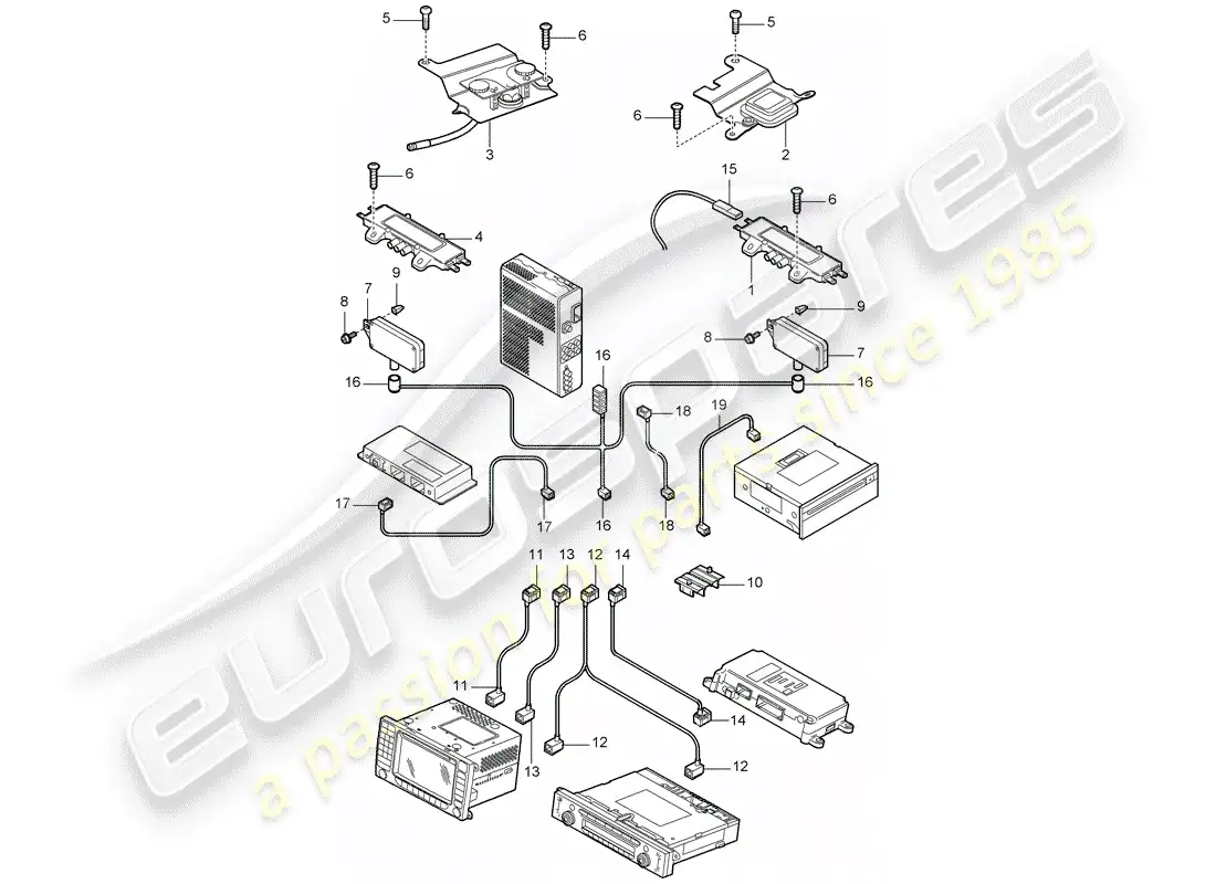porsche 2008 (cayenne e1 9pa) antenna booster parts diagram