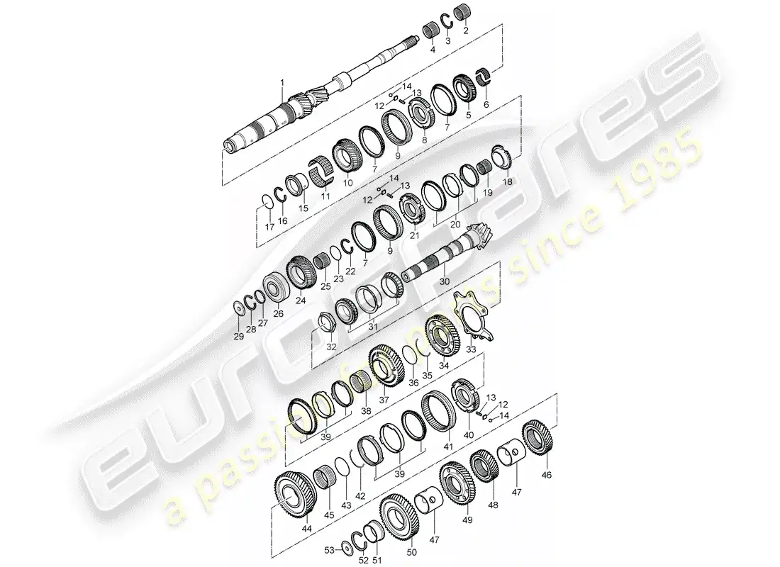 porsche 2006 (997-1) gears and shafts parts diagram