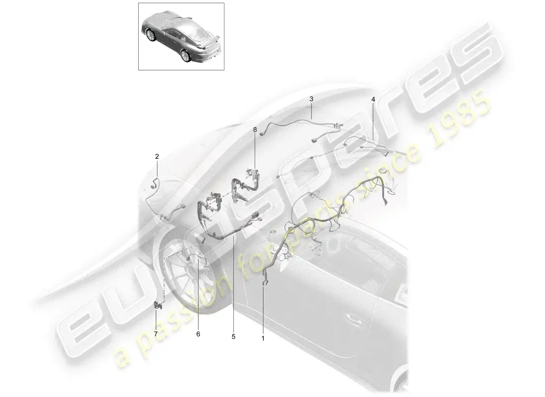 porsche 2015 (991-1 r/gt3/rs) harness parts diagram