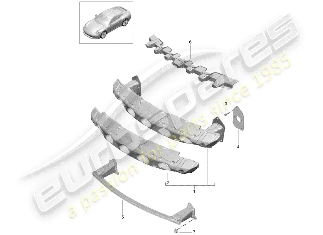 porsche 2019 (991-2) bumper bracket parts diagram