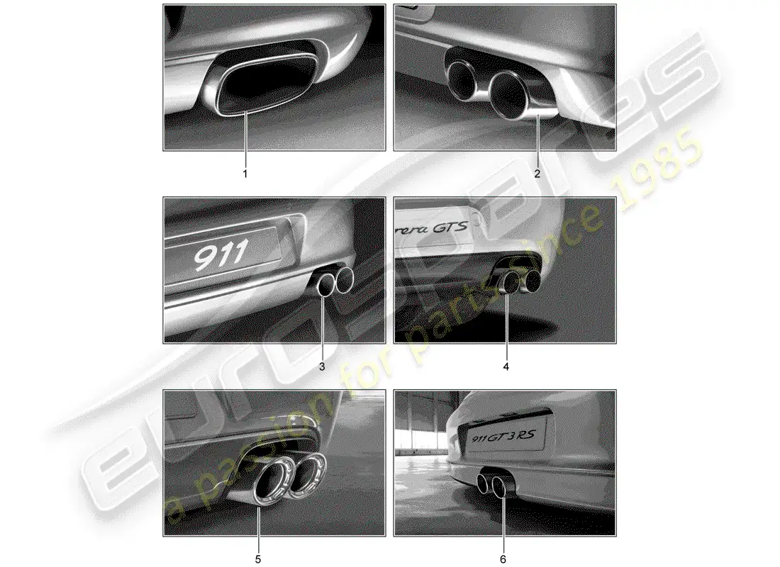 porsche 2008 (tequipment) sports tailpipe parts diagram