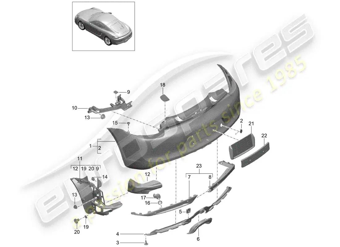 porsche 2014 (981 cayman) bumper parts diagram
