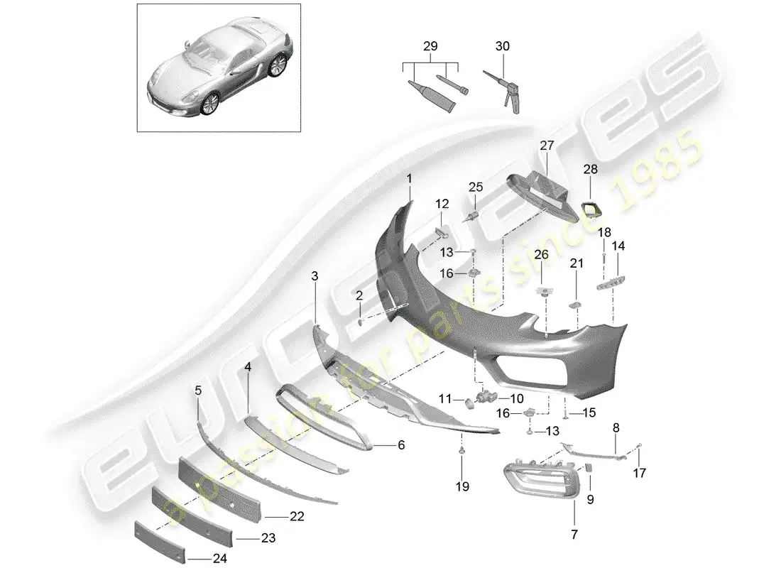 porsche 2014 (981 cayman) bumper parts diagram