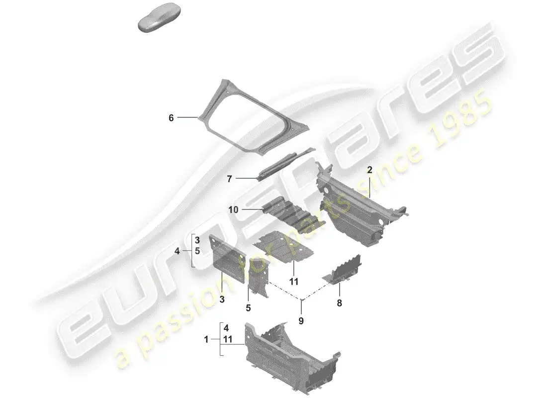 porsche 2019 (992-1) front end parts diagram