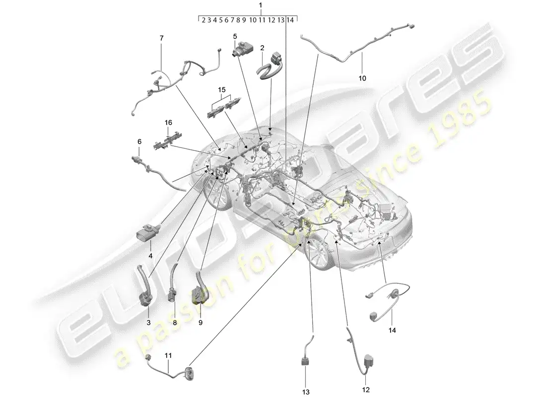 porsche 2016 (981 cayman gt4) wiring harnesses parts diagram