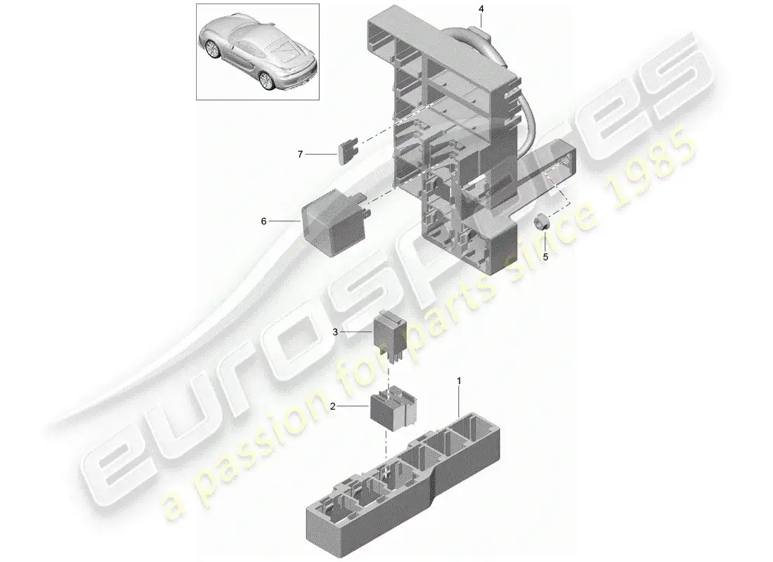 porsche 2016 (981 cayman gt4) fuse box/relay plate parts diagram