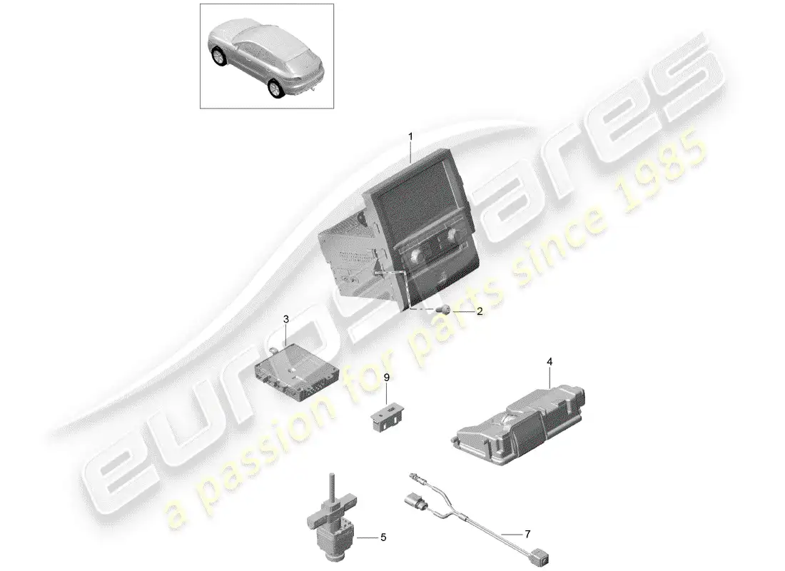 porsche 2014 (macan) operating unit parts diagram
