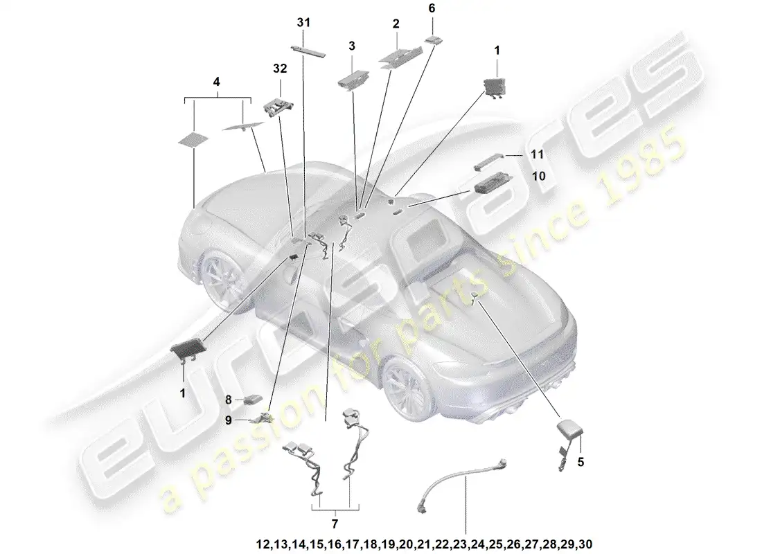 porsche 2019 (718 boxster spyder) antenna parts diagram