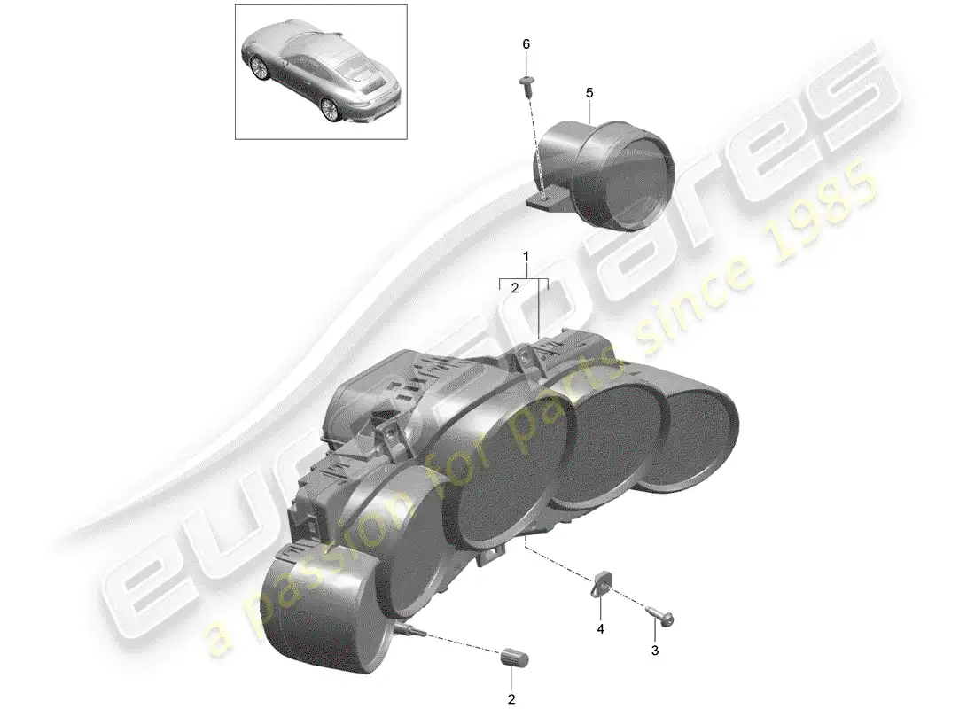 porsche 2019 (991-2) instrument cluster parts diagram