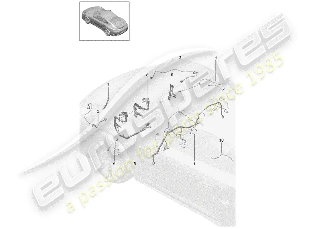 porsche 2016 (991-1 turbo) harness parts diagram
