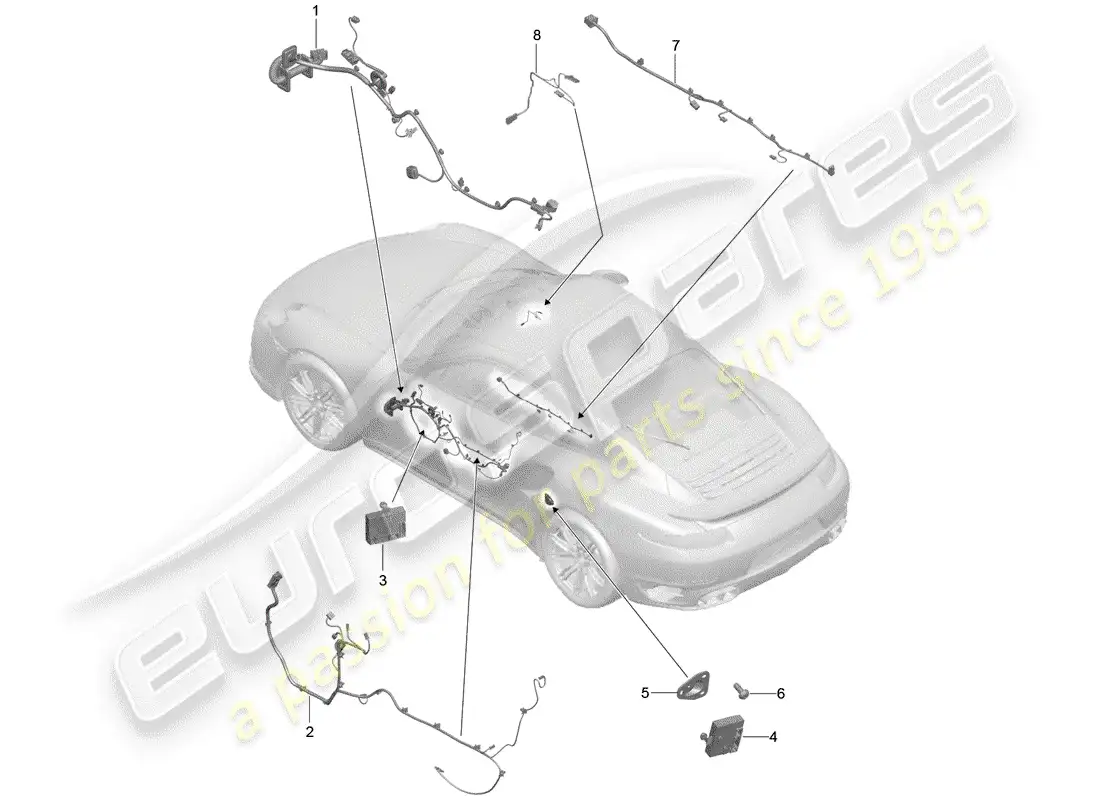 porsche 2016 (991-1 turbo) wiring harnesses parts diagram