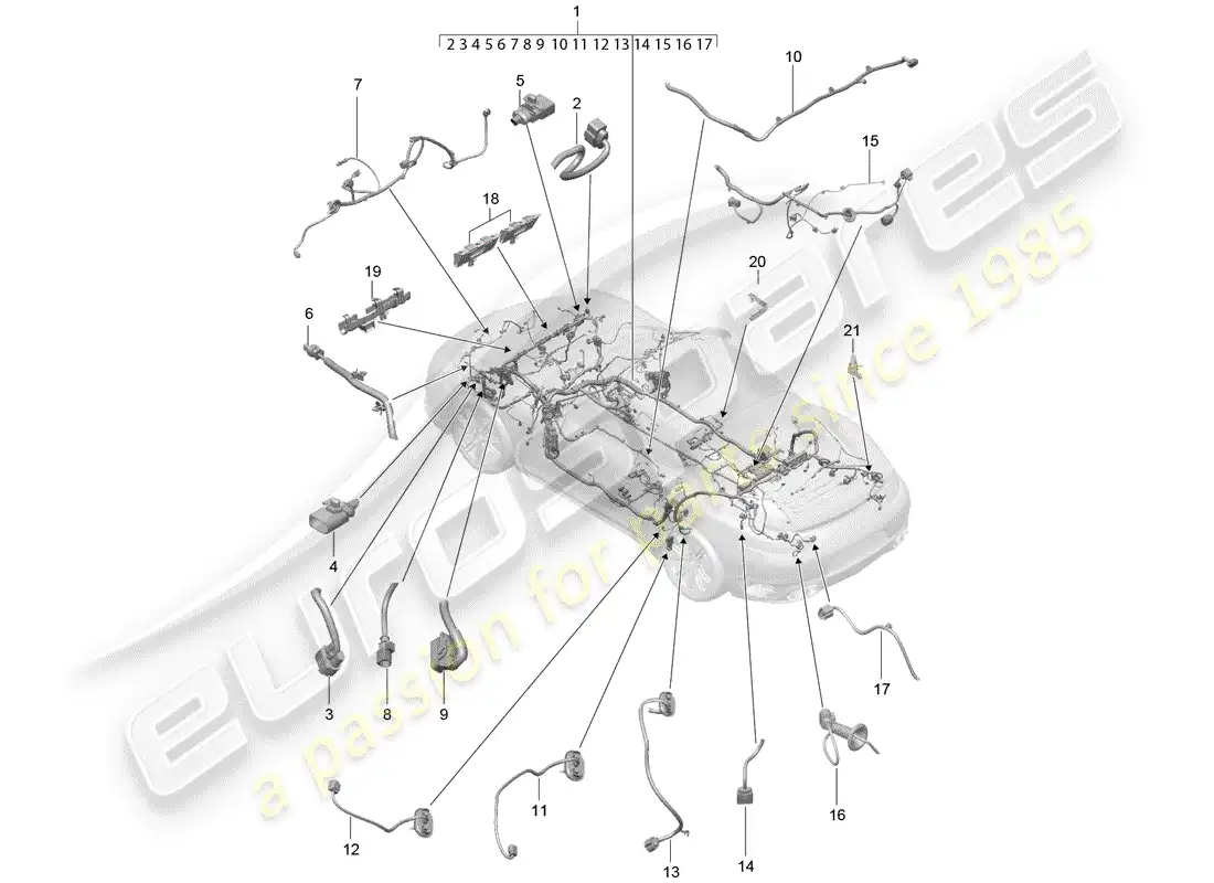 porsche 2016 (991-1 turbo) wiring harnesses parts diagram