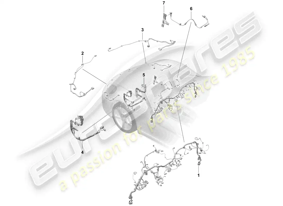 porsche 2020 (718 boxster spyder) wiring harnesses parts diagram