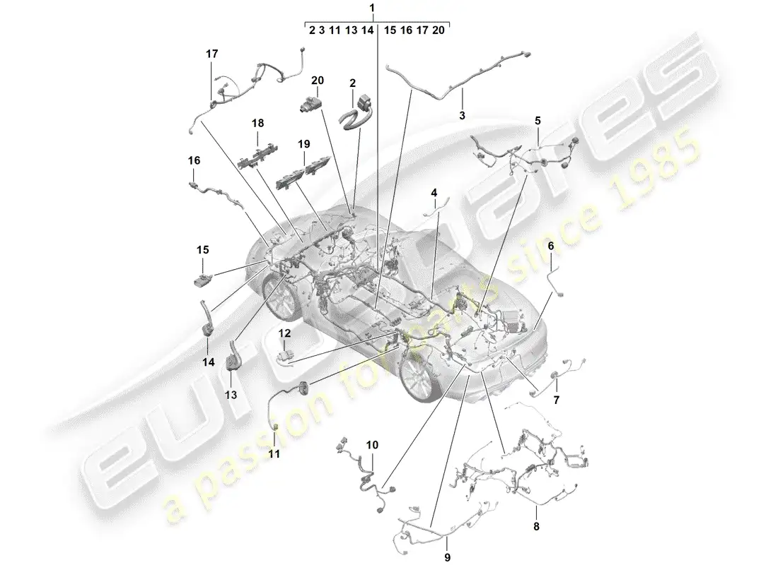 porsche 2020 (718 boxster spyder) wiring harnesses parts diagram