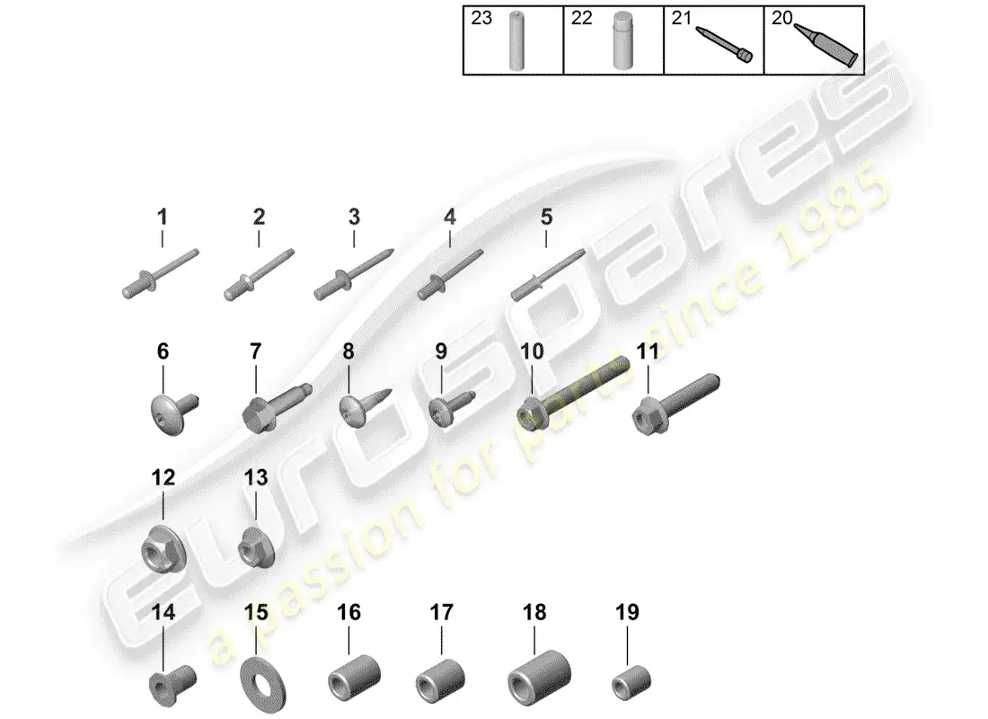 porsche 2020 (718 boxster spyder) fasteners parts diagram