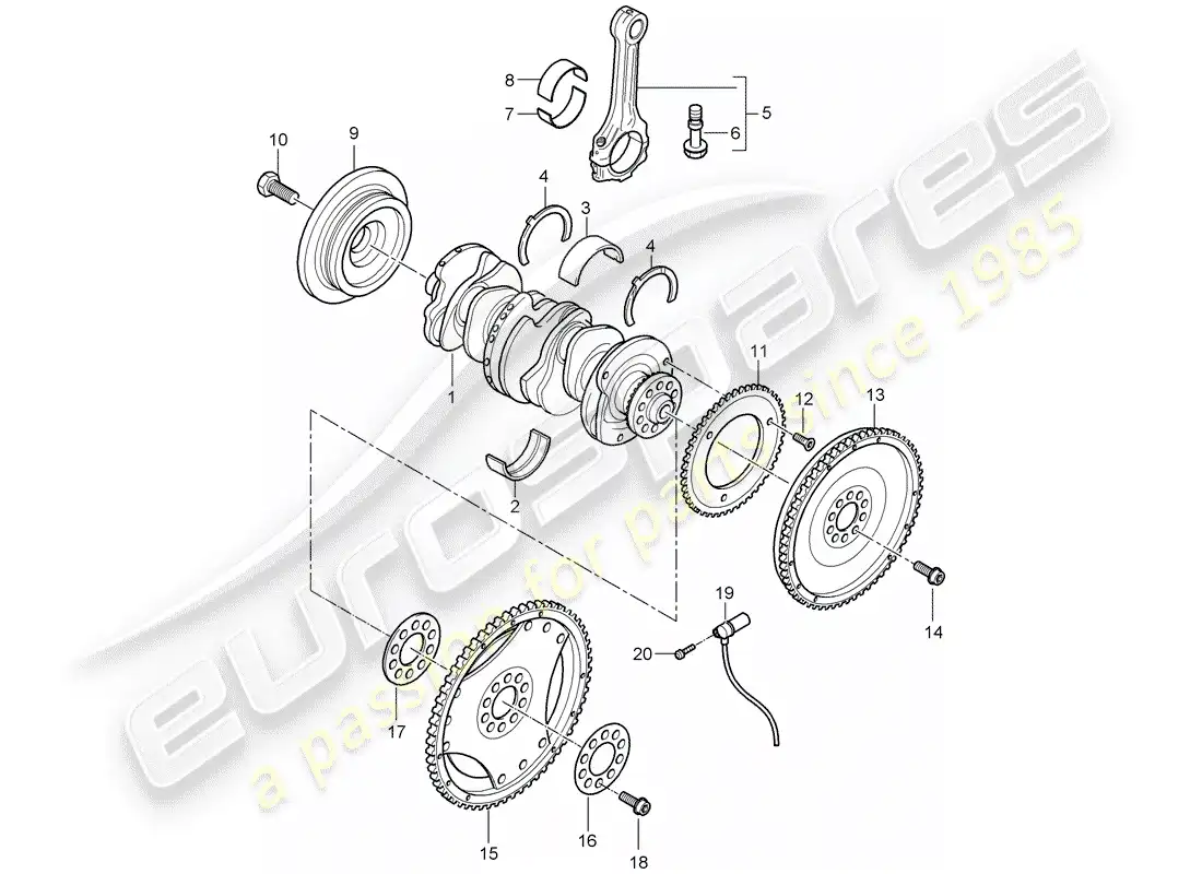 porsche 2009 (cayenne e1 9pa) crankshaft part diagram