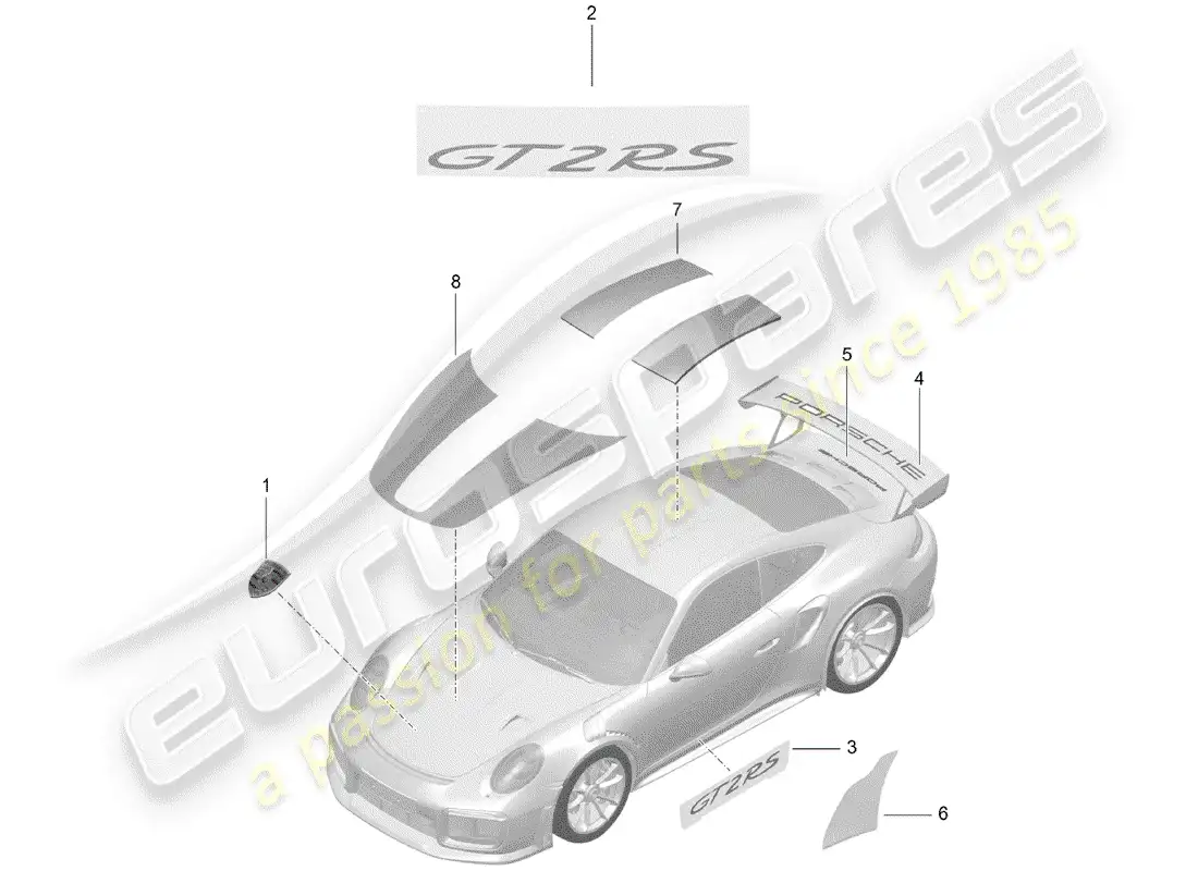porsche 2016 (991-1 turbo) nameplates parts diagram
