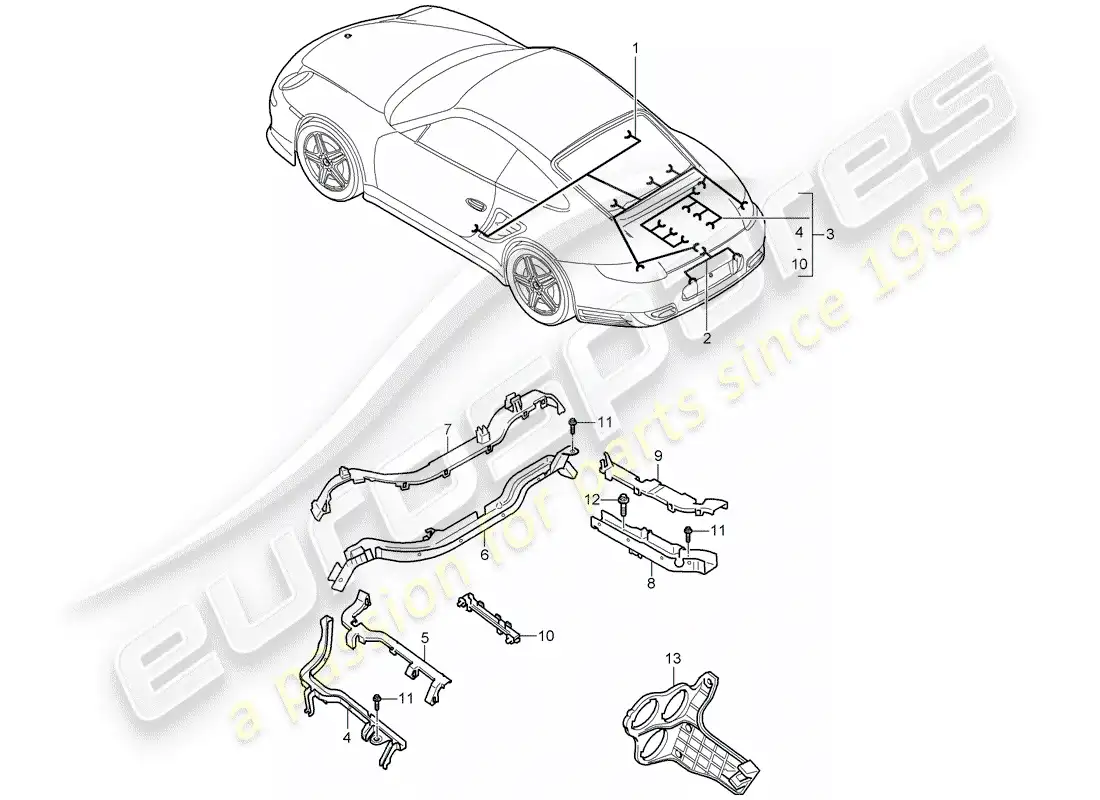 porsche 2012 (997-2 turbo / gt2 rs) wiring harnesses part diagram