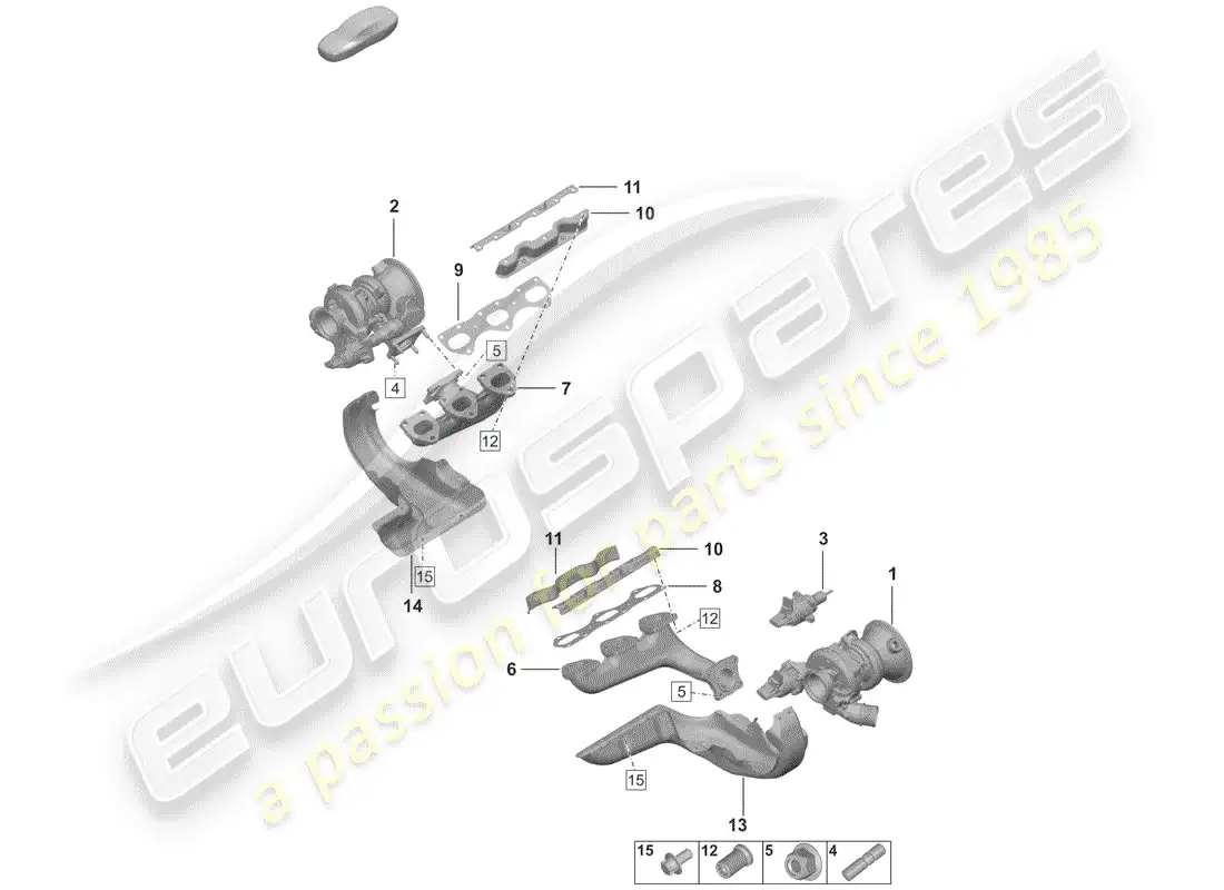porsche 2020 (992-1) exhaust gas turbocharger parts diagram