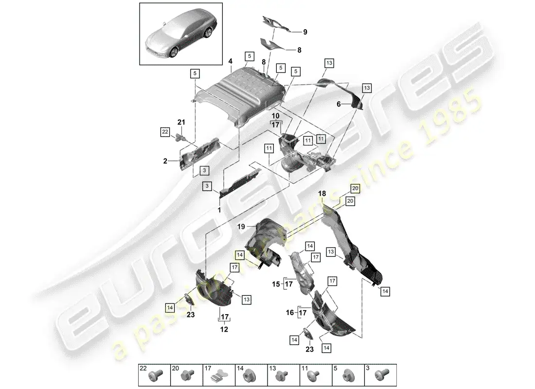 porsche 2018 (panamera 971-1) exhaust system parts diagram