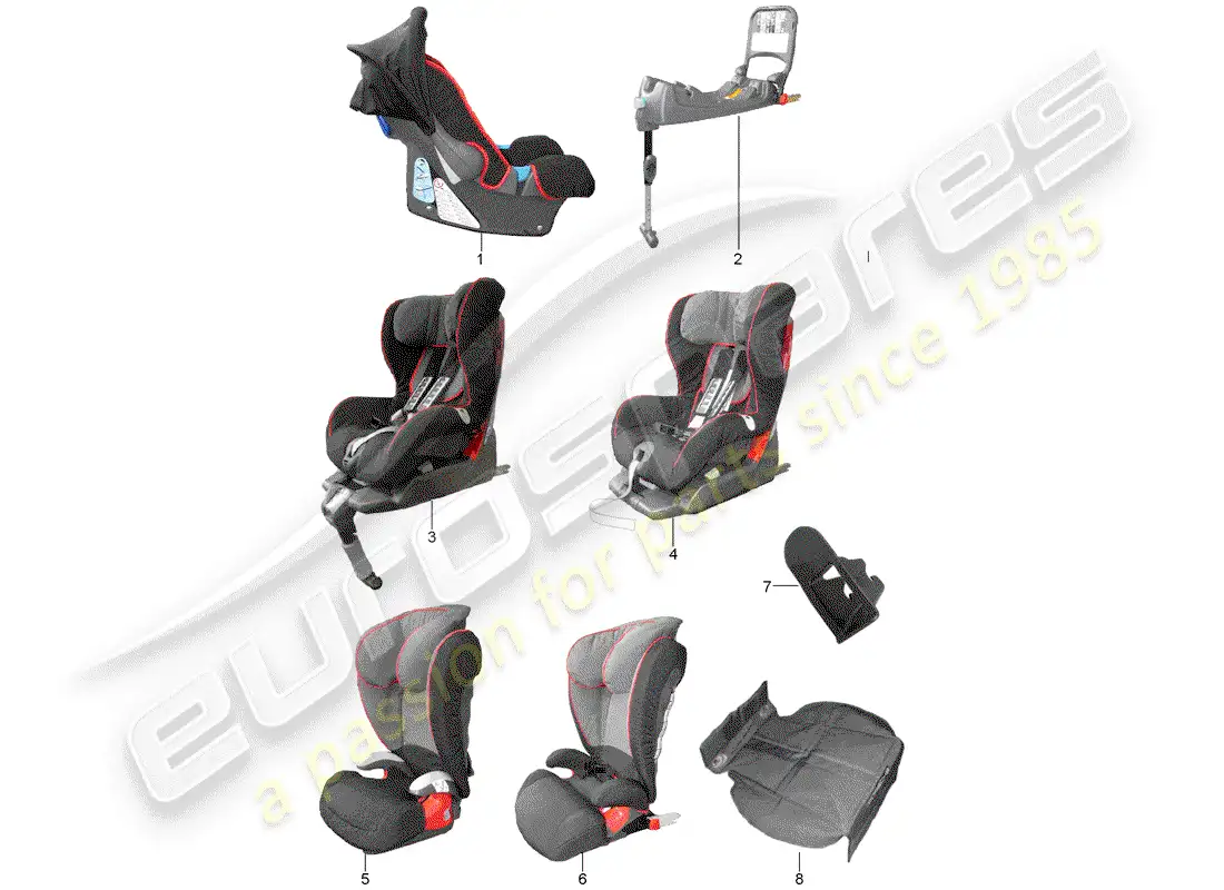 porsche 2008 (tequipment cayenne) child seat parts diagram
