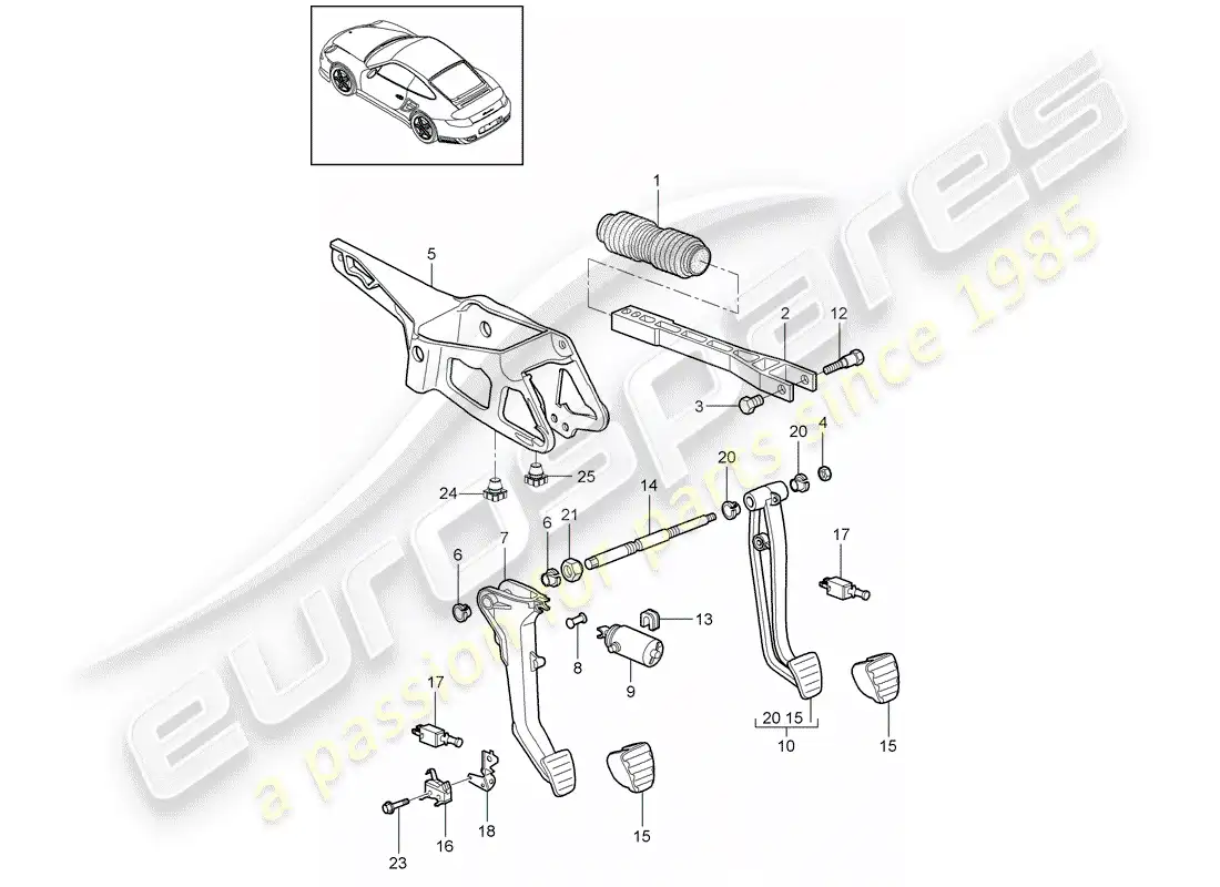 porsche 2012 (997-2 turbo / gt2 rs) pedals part diagram