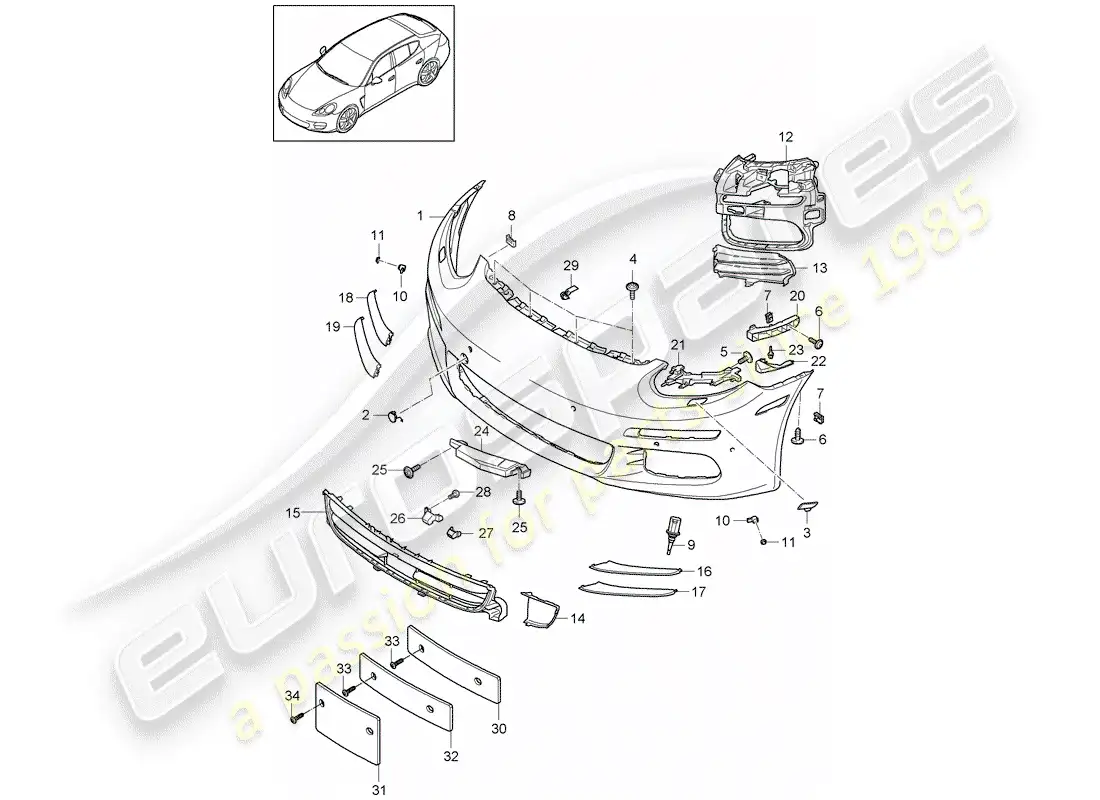 porsche 2013 (panamera 970) bumper parts diagram