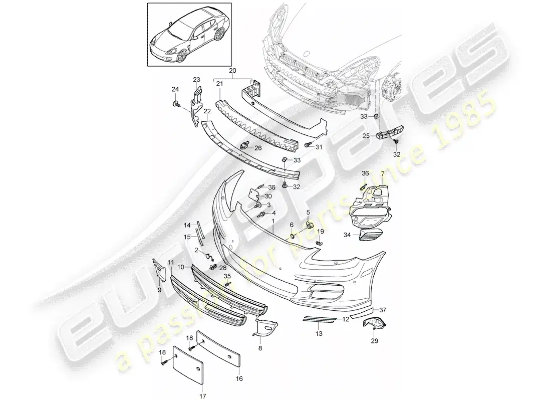 porsche 2013 (panamera 970) bumper parts diagram
