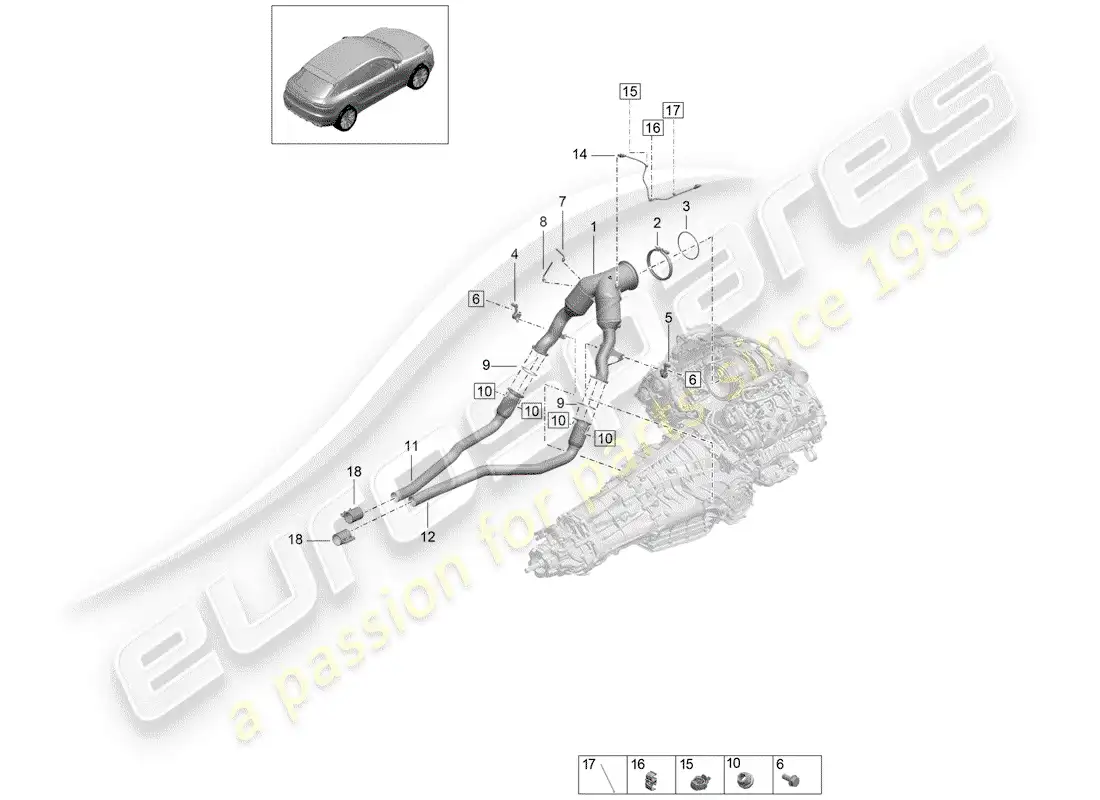 porsche 2019 (macan) catalyst parts diagram