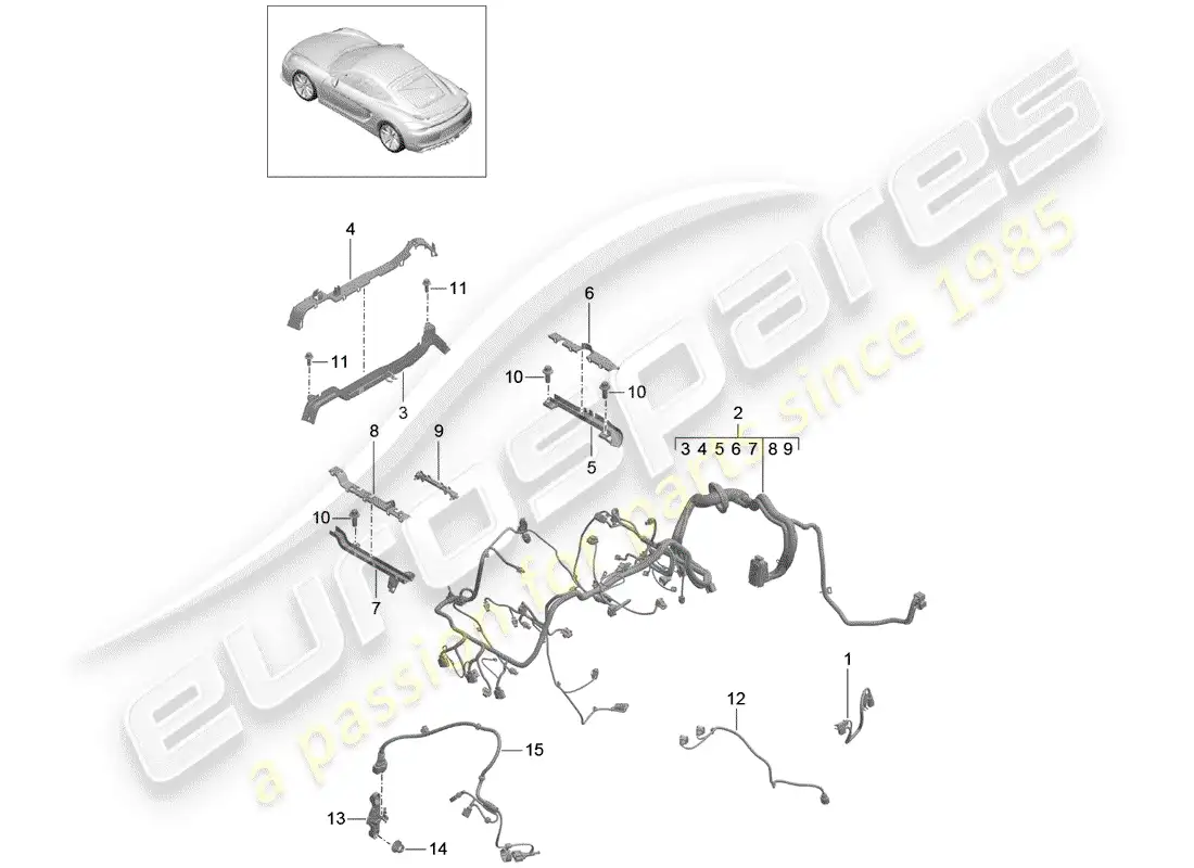 porsche 2016 (981 cayman gt4) wiring harnesses parts diagram