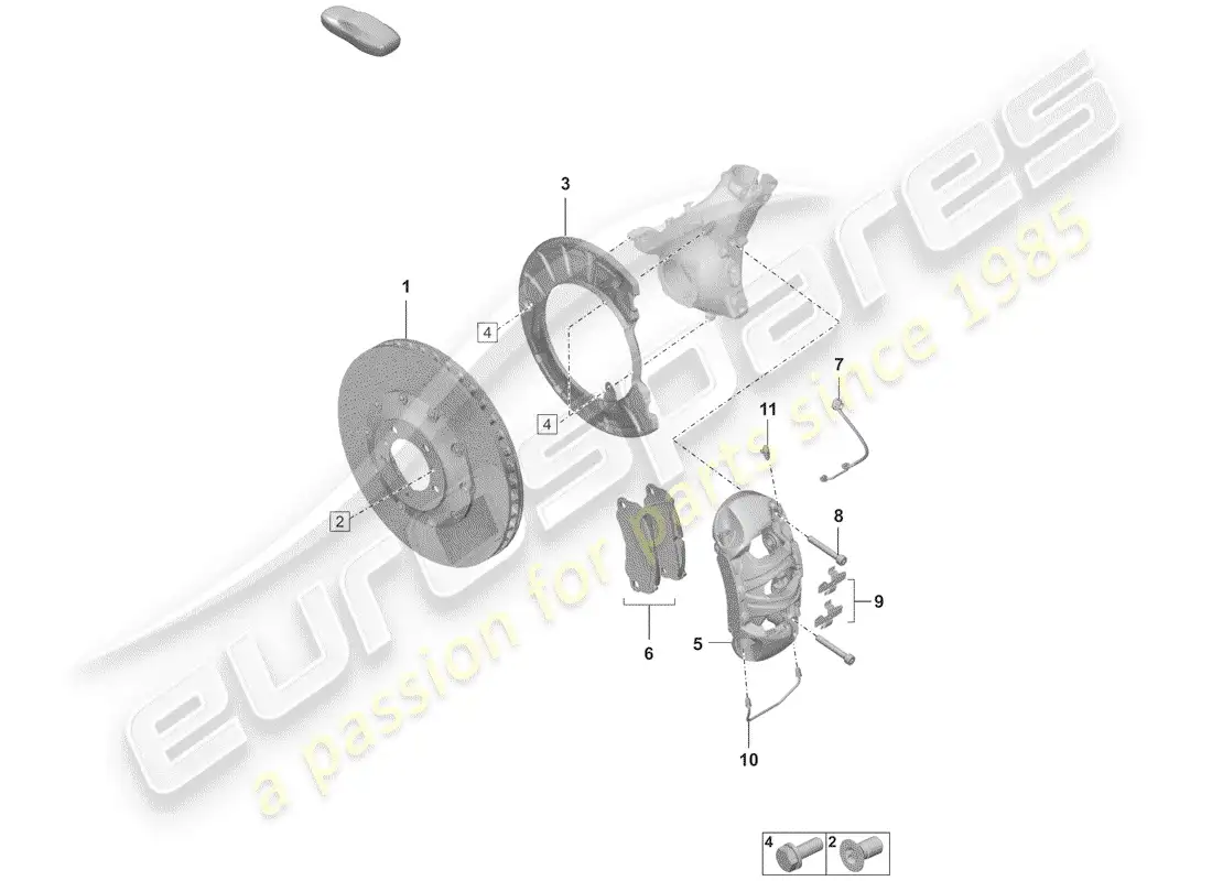 porsche 2020 (992-1) disc brakes parts diagram
