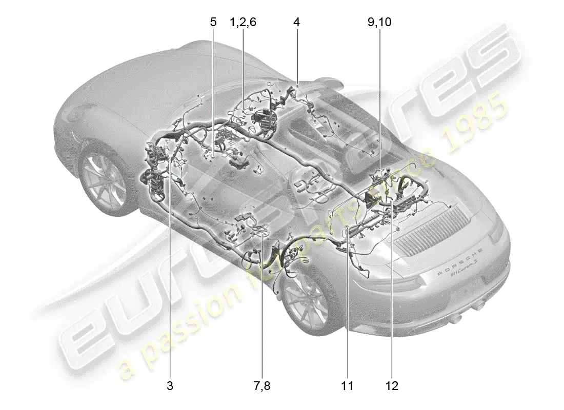 porsche 2019 (991-2) wiring harnesses parts diagram