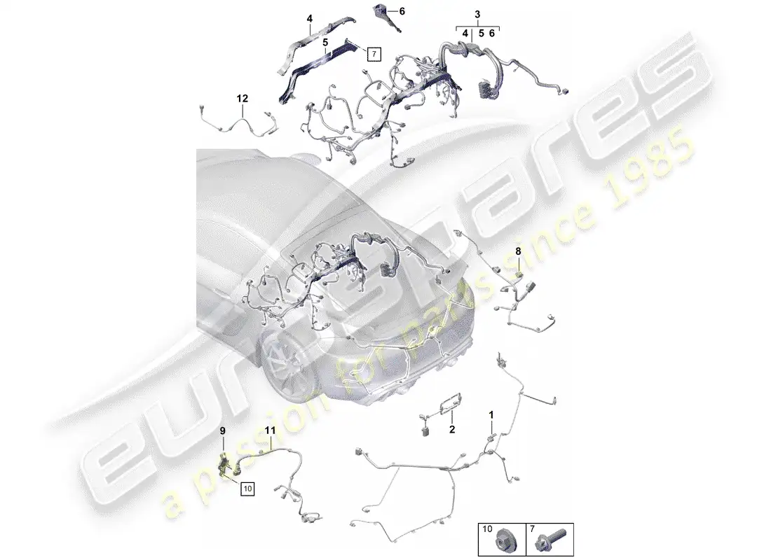 porsche 2020 (718 boxster spyder) wiring harnesses parts diagram