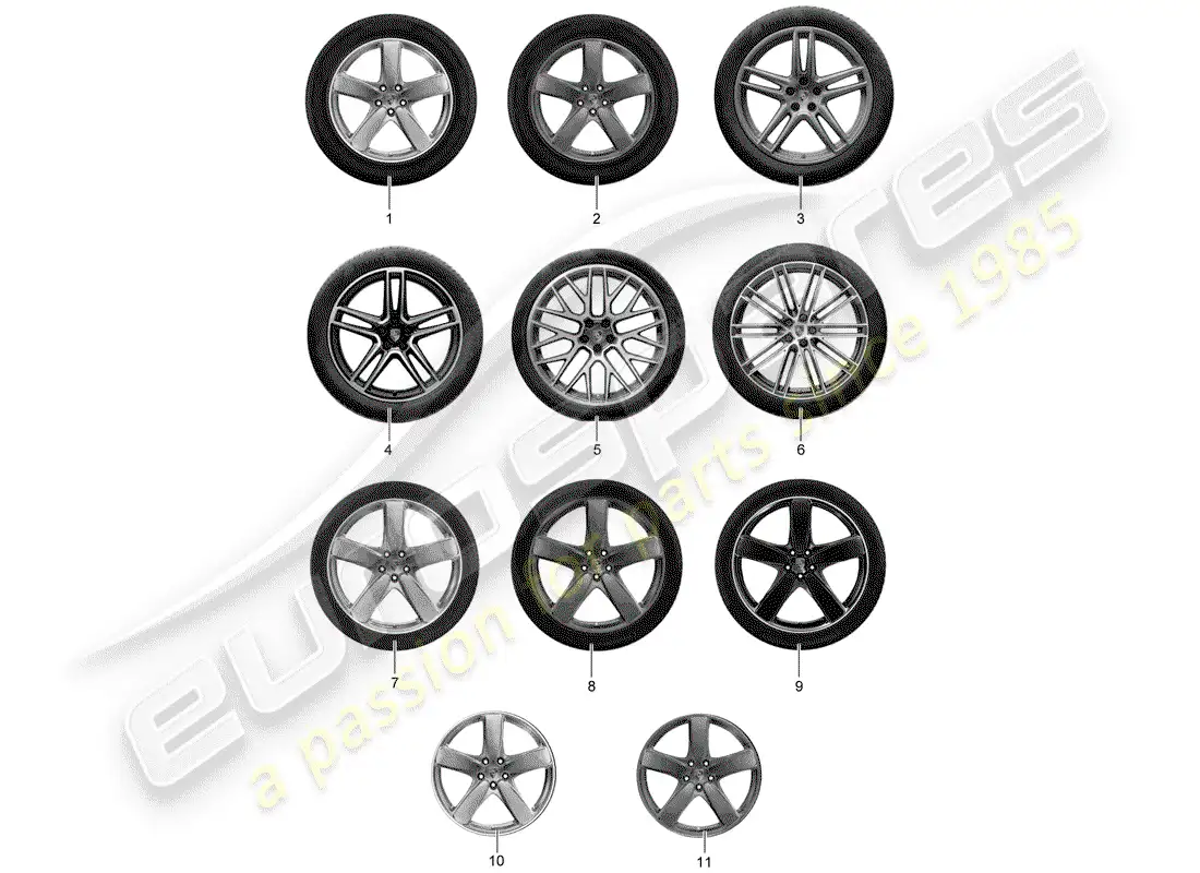 porsche 2015 (tequipment macan) 1 set aluminium rims with parts diagram