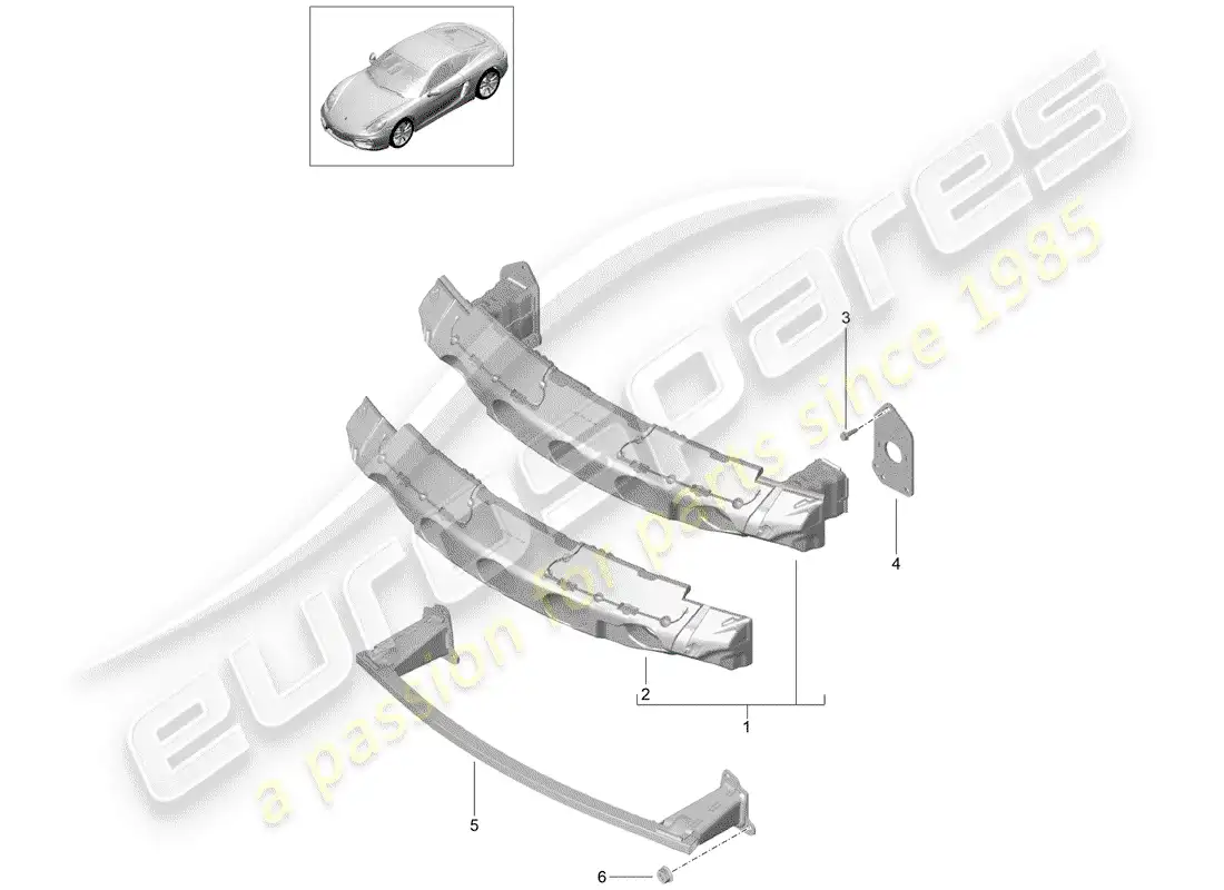 porsche 2014 (981 cayman) bumper bracket parts diagram