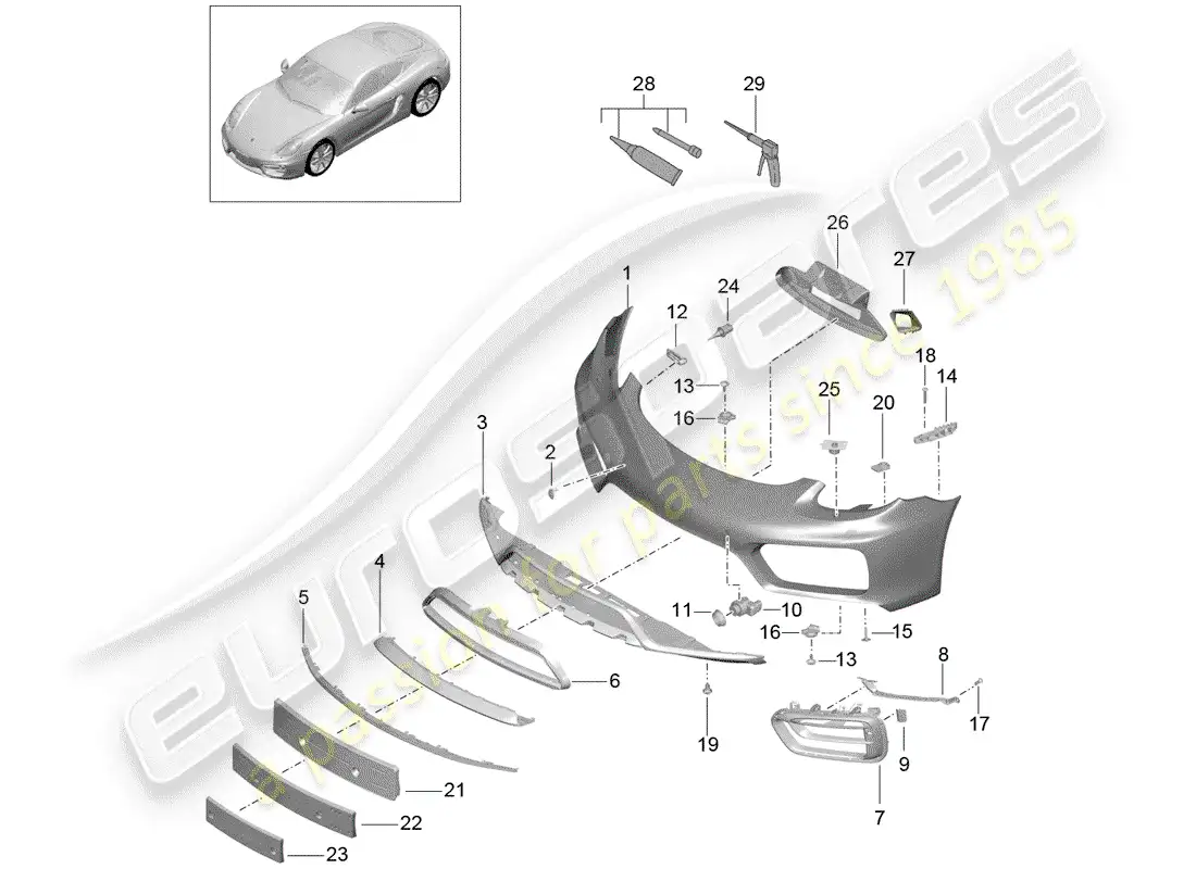 porsche 2014 (981 cayman) bumper parts diagram